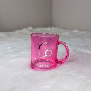 CAPRICORN Zodiac Sign Pink Glass Mug By Modern Expressions BRAND NEW 11.8 FL Oz